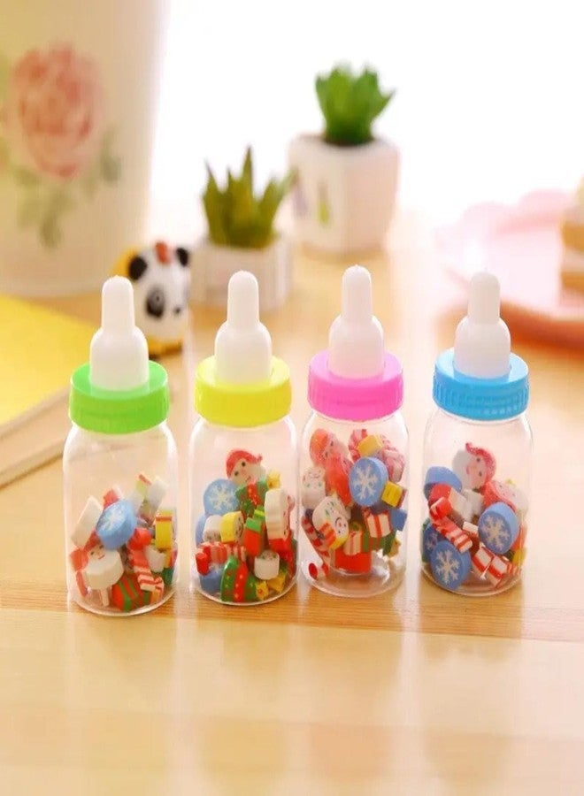 VTL Mini Erasers in Baby Bottle | Cute Cartoon Shaped Erasers for Kids | Fun School Stationery & Return Gift for Students (Pack of 4 Bottles, Multi-Color) - Image 1